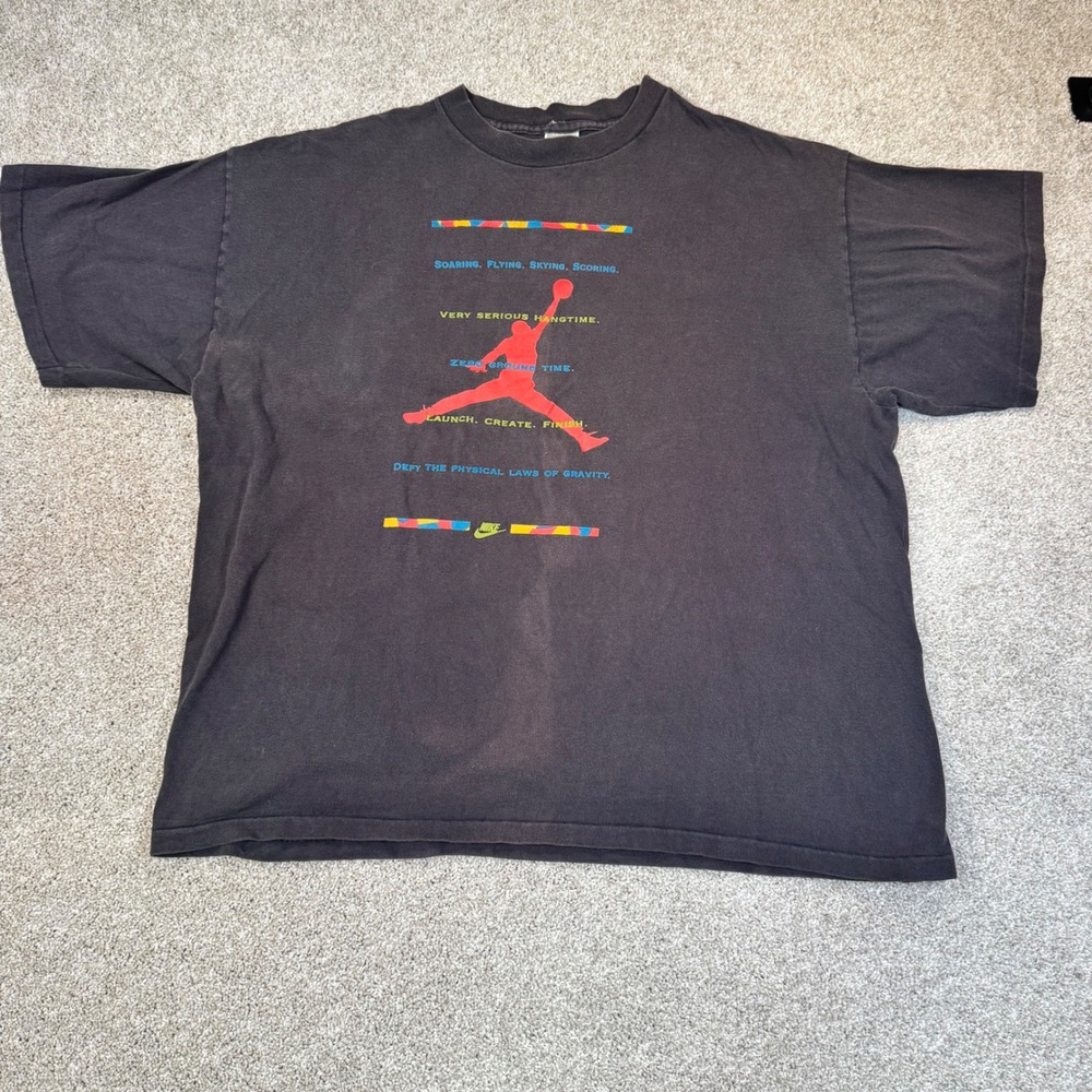 Vintage Nike Air Jordan Jumpman T-Shirt XL Faded Black Made in USA 90s Graphic
